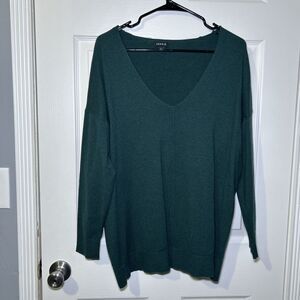 Torrid Sweater Women's 0 Green V Neck Long Sleeve Pullover Knit Relaxed Fit
